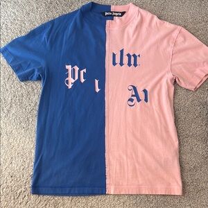 Palm Angels Two-Tone Blue and Pink Tee